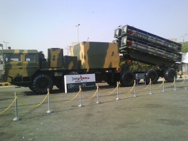 TEL unit carrying 4x BABUR missiles at IDEAS-2008, WkimediaCommons
