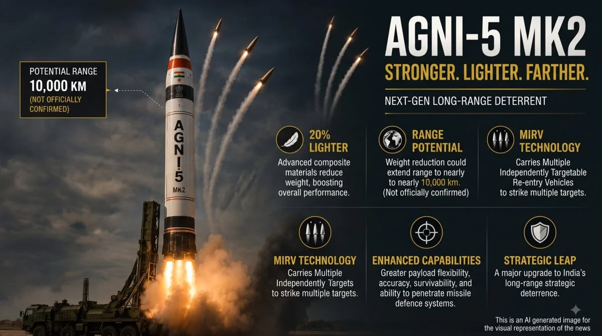 How India’s Agni-5 Mk2 Could Potentially Achieve 10,000 Km Range with 20% Weight Reduction