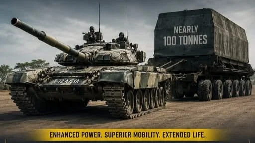 Upgraded T-72 Ajeya Demonstrates Enhanced Operational Flexibility by Towing Massive 100-Tonne Armour Convoy for Indian Army