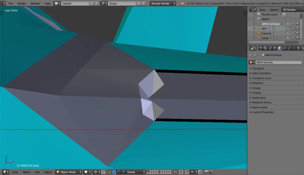 AMCA Blender, 6 Aug'26, gap between slats & wing root, object mode, solid view, front angle.webp