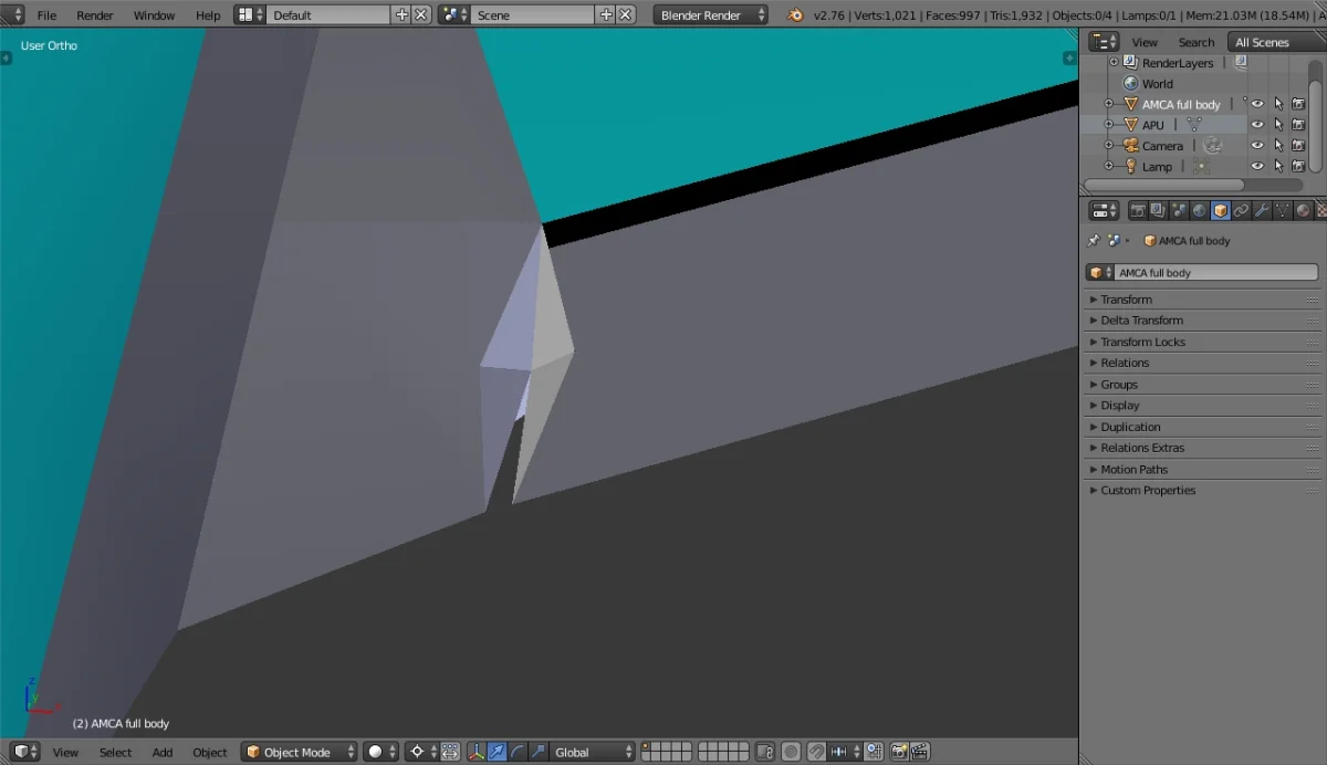 AMCA Blender, 6 Aug'26, gap between slats & wing root, object mode, solid view, front top angle.webp