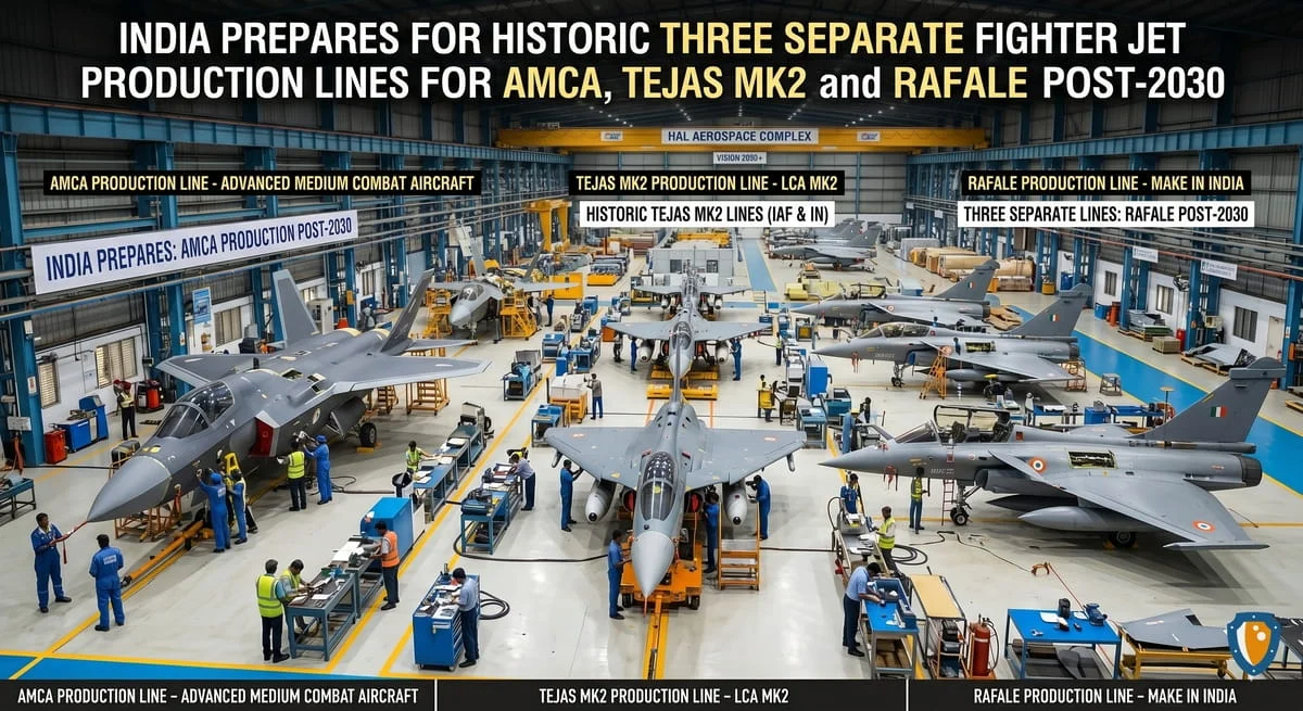 India Prepares for Historic Three Parallel Fighter Jet Production Lines for AMCA, Tejas Mk2 and Rafale Post-2030