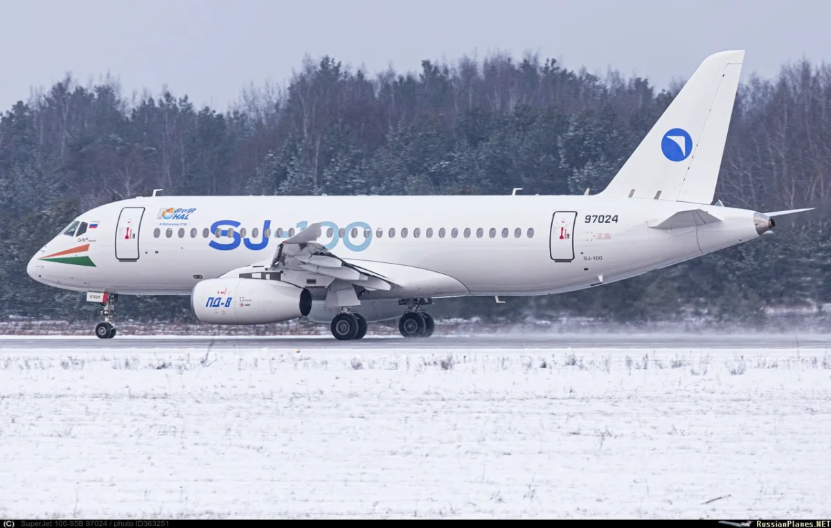 Sukhoi SJ-100 Superjet Spotted with Indian Flag and HAL Logo at Russian Airfield Ahead of Wings India 2026 Debut