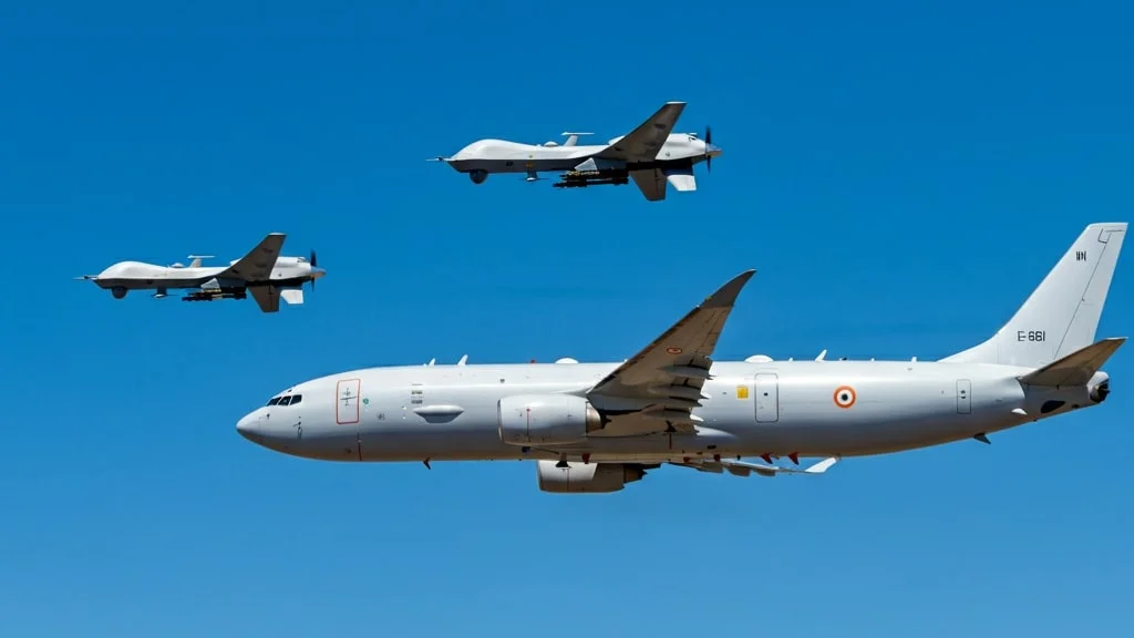 India's MQ-9B Drones flying with P-8I Aircraft.webp