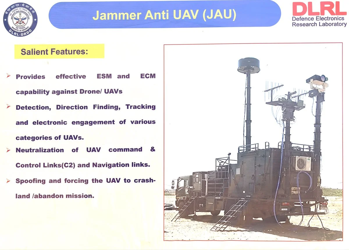 DRDO Unveils "JAU" Anti-Drone System Capable of Jamming, Spoofing, and Neutralizing Enemy UAVs