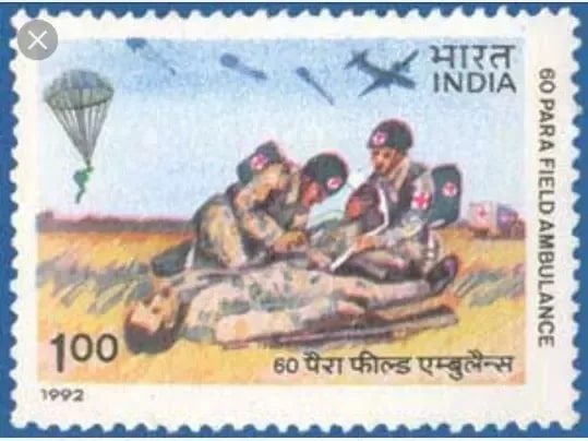 Postal stamp by Indian government to honour services of para field hospital in Korea.