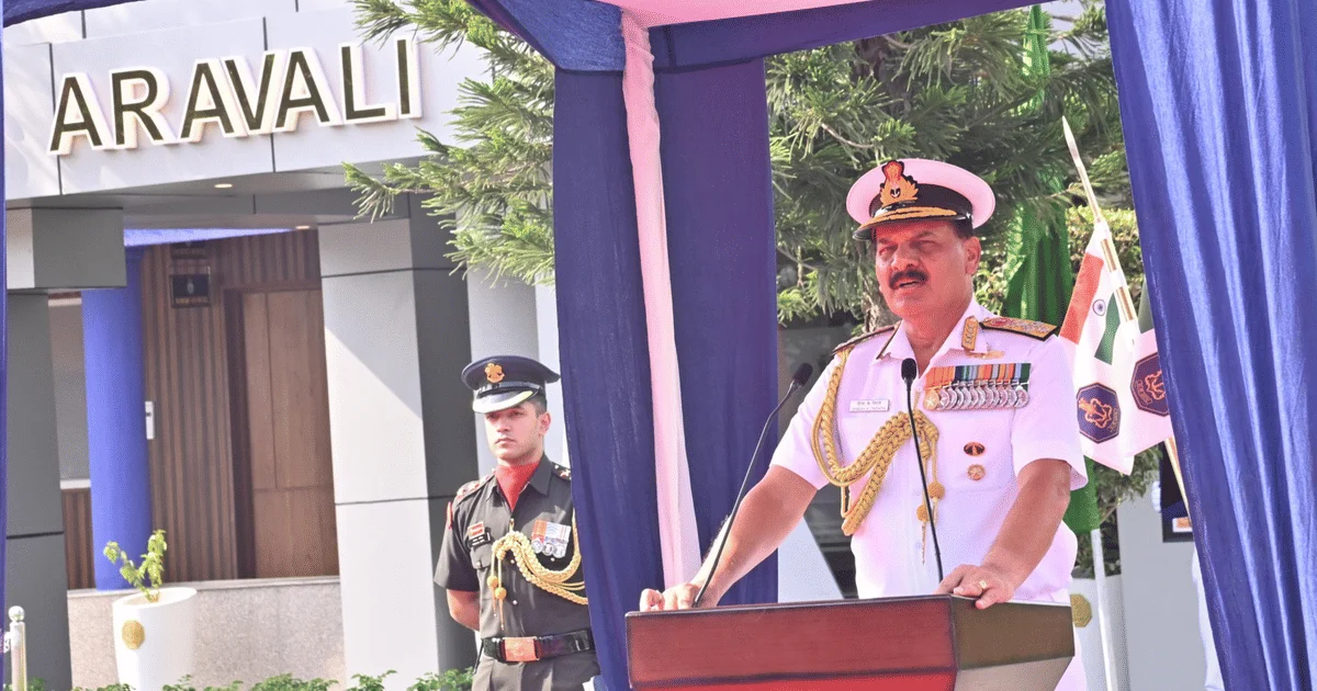 Navy chief Admiral Dinesh K Tripathi commissions new tech hub INS Aravali-1.webp