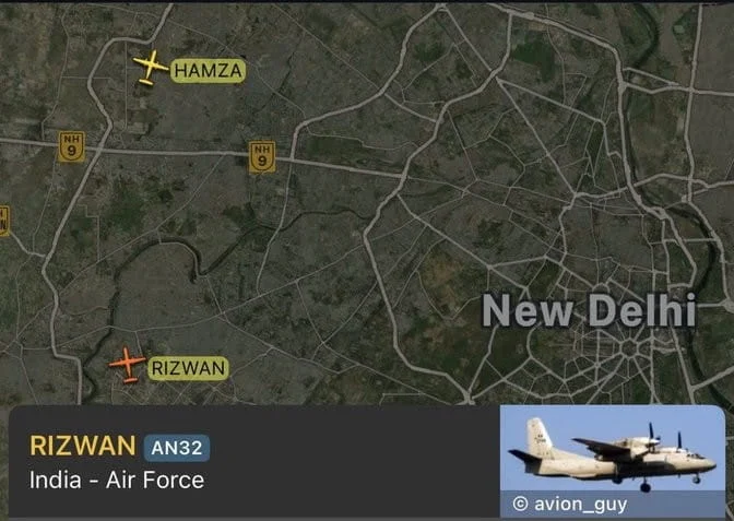 Two IAF An-32 Aircraft Spotted Flying with Dhurandhar Call Signs 'Rizwan' and 'Hamza'
