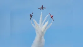 IAF's Surya Kiran team mesmerizes Hisar crowds with breathtaking aerobatics showcasing India's aerial might
