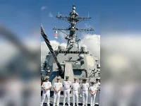 Indian Navy Chief Admiral Tripathi inspects advanced USS Daniel Inouye destroyer at Pearl Harbor