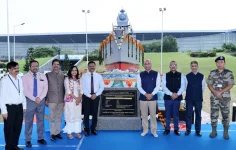 GRSE Unveils Massive Project 17A Frigate Scale Model to Highlight Indian Warship Power at Kolkata Airport